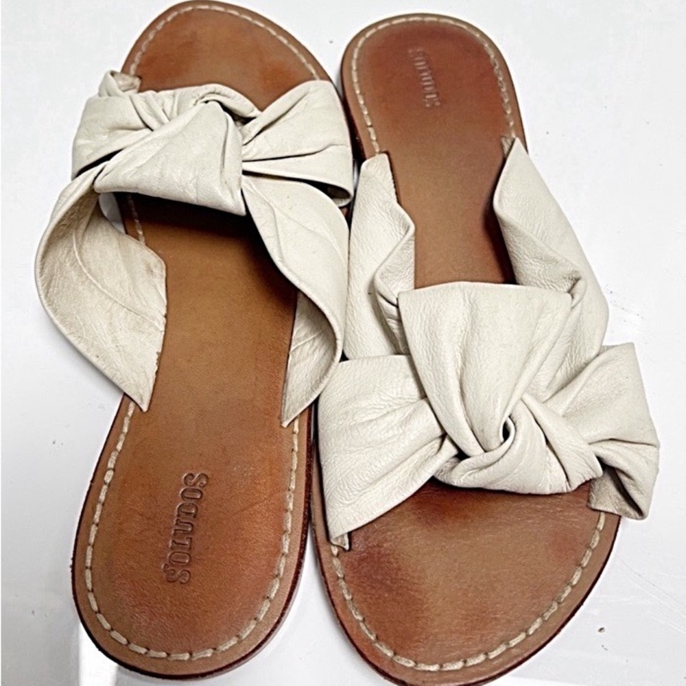 Soludos Women's Cream and Tan Knotted Sandals